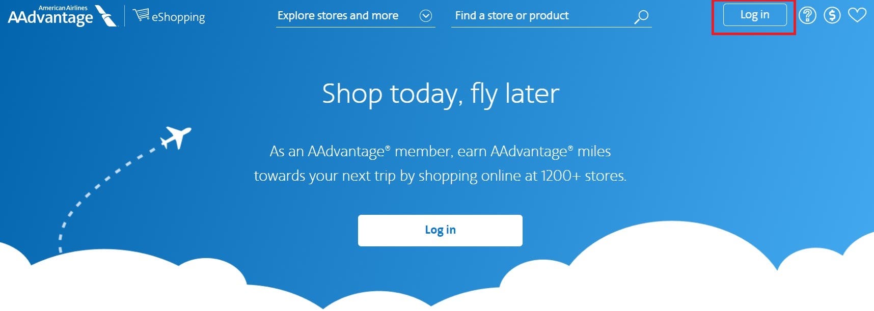 Log into the AAdvantage eShopping portal to earn miles on your purchases